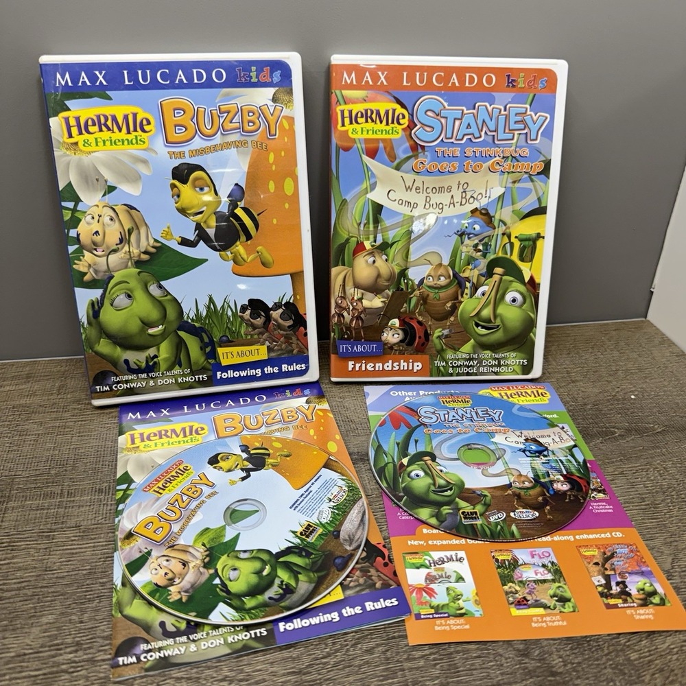 Max Lucado's Hermie & Friends Kids 2 DVD Lot - Buzby & Stanley the Stinkbug